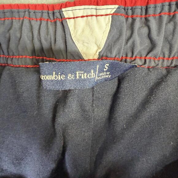 VTG Abercrombie & Fitch Track Pants Mens Small Red Stripe Lined Windbreaker Y2K - Picture 4 of 8
